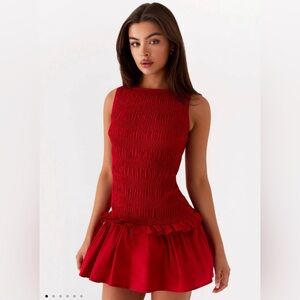 Peppermayo - Garden Kisses Shirred Mini Dress - Red Size 4 New With Tags